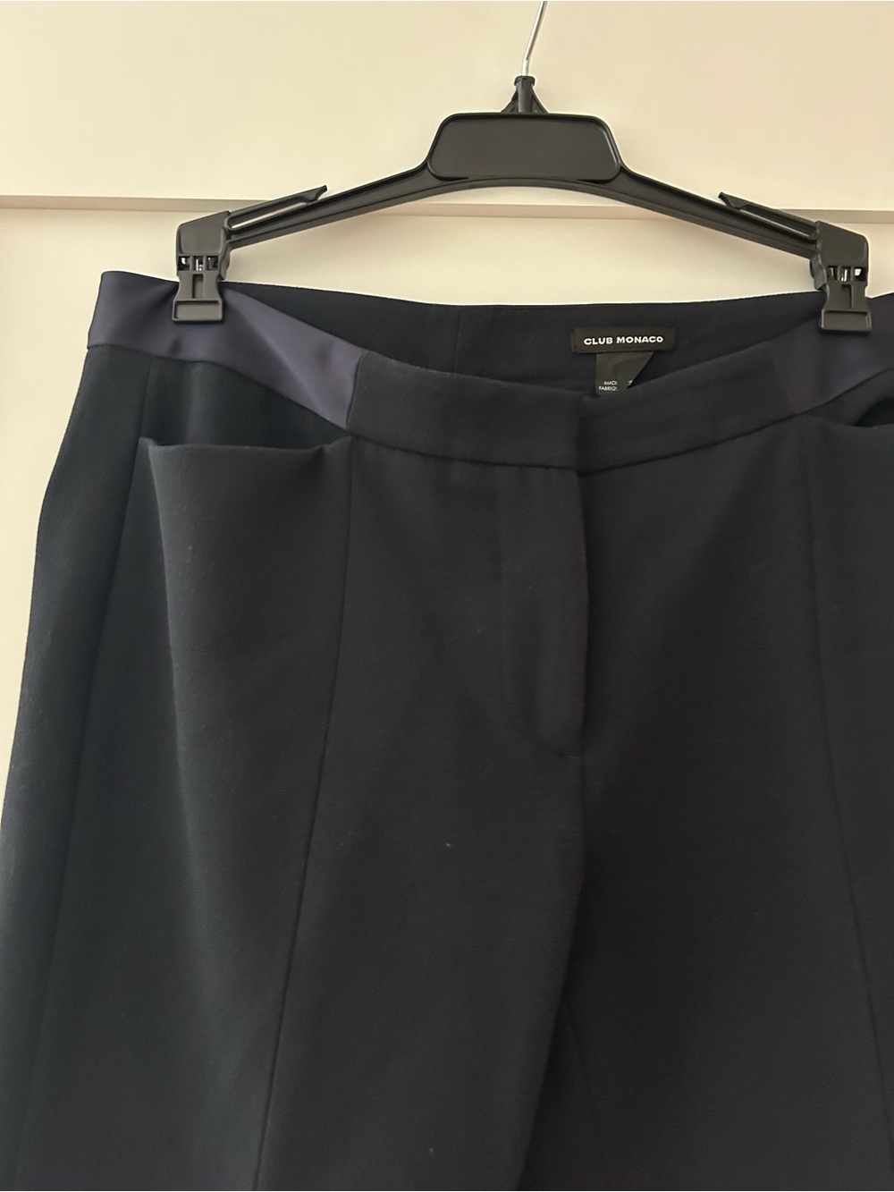Club Monaco Navy Slim Leg Trousers with Satin Waistband